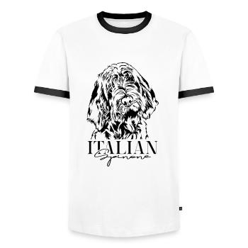 ITALIAN SPINONE Dog Portrait Dog Dogs Wilsigns - Men's Ringer Shirt - white/black - Front - AI Model Female 172 light (172cm) & AI Model Male 178 dark (178cm)