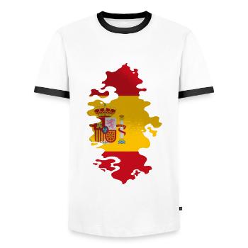 Spanien Flagge Vintage Spanische Fahne Used Look - Männer Kontrast-T-Shirt - Weiß/Schwarz - Vorne - AI Model Female 172 light (172cm) & AI Model Male 178 dark (178cm)