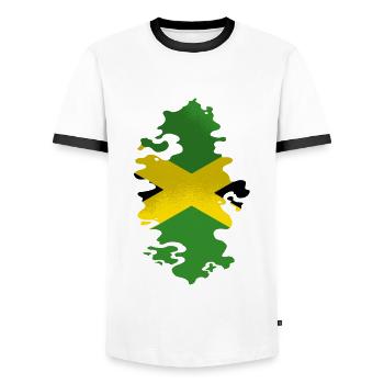Drapeau jamaïcain Drapeau jamaïcain Jamaïque Vintage - T-shirt contrasté Homme - blanc/noir - Devant - AI Model Female 172 light (172cm) & AI Model Male 178 dark (178cm)