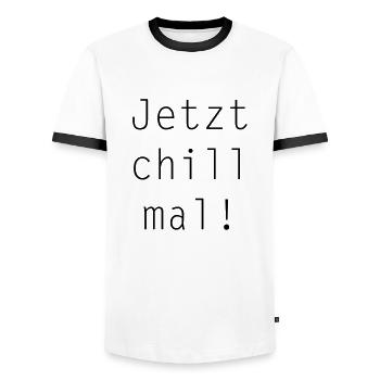 Jetzt chill mal! - Männer Kontrast-T-Shirt - Weiß/Schwarz - Vorne - AI Model Female 172 light (172cm) & AI Model Male 178 dark (178cm)