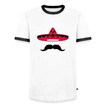 Mexican mustache hat 200 - Men's Ringer Shirt - white/black - Front - AI Model Female 172 light (172cm) & AI Model Male 178 dark (178cm)
