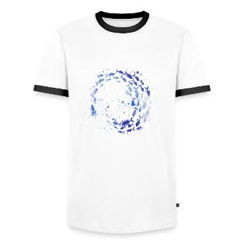 Schools of fish,fish,painting,colorful,graffiti,blue - Men's Ringer Shirt - white/black - Front - AI Model Female 172 light (172cm) & AI Model Male 178 dark (178cm)