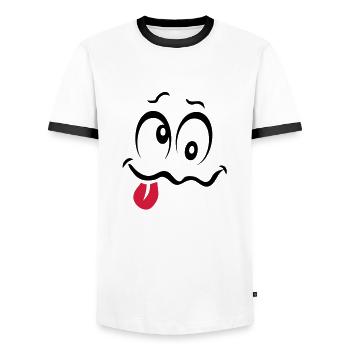 smiley ivre bourre1 - T-shirt contrasté Homme - blanc/noir - Devant - AI Model Female 172 light (172cm) & AI Model Male 178 dark (178cm)