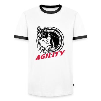 595 Agility - Men's Ringer Shirt - white/black - Front - AI Model Female 172 light (172cm) & AI Model Male 178 dark (178cm)