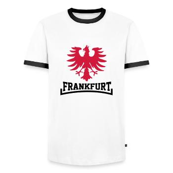 Frankfurt - FFM - Ultras - Frankfurt am Main - Männer Kontrast-T-Shirt - Weiß/Schwarz - Vorne - AI Model Female 172 light (172cm) & AI Model Male 178 dark (178cm)