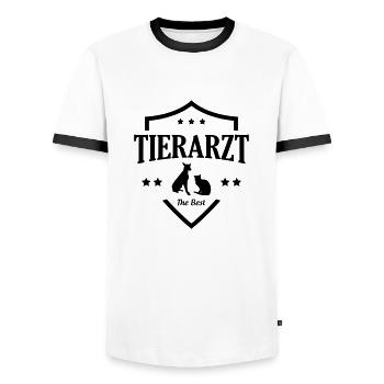 Tierarzt - Men's Ringer Shirt - white/black - Front - AI Model Female 172 light (172cm) & AI Model Male 178 dark (178cm)