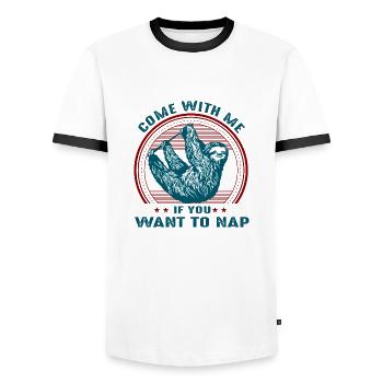 Venez avec moi SI VOUS VOULEZ NAP - T-shirt contrasté Homme - blanc/noir - Devant - AI Model Female 172 light (172cm) & AI Model Male 178 dark (178cm)
