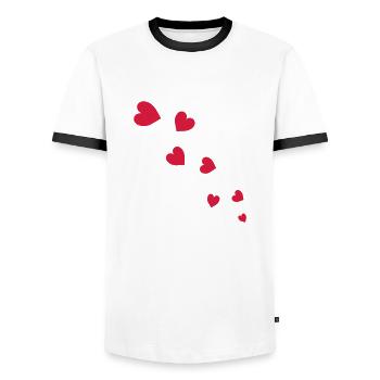 multi_coeur - Männer Kontrast-T-Shirt - Weiß/Schwarz - Vorne - AI Model Female 172 light (172cm) & AI Model Male 178 dark (178cm)