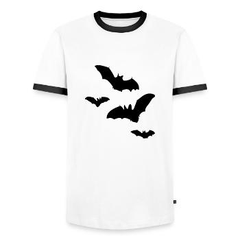 fledermaus1 - T-shirt contrasté Homme - blanc/noir - Devant - AI Model Female 172 light (172cm) & AI Model Male 178 dark (178cm)