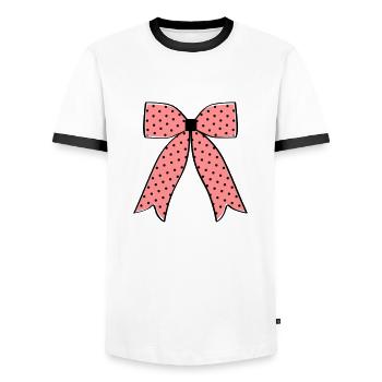 Rockabilly-Schleife - Männer Kontrast-T-Shirt - Weiß/Schwarz - Vorne - AI Model Female 172 light (172cm) & AI Model Male 178 dark (178cm)