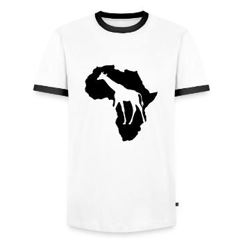 Afrikas Tierwelt Giraffe Wildlife Safari Savanne - Männer Kontrast-T-Shirt - Weiß/Schwarz - Vorne - AI Model Female 172 light (172cm) & AI Model Male 178 dark (178cm)