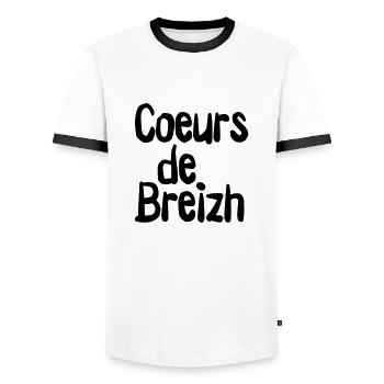 marque c2b coeurs de breizh logo - T-shirt contrasté Homme - blanc/noir - Devant - AI Model Female 172 light (172cm) & AI Model Male 178 dark (178cm)