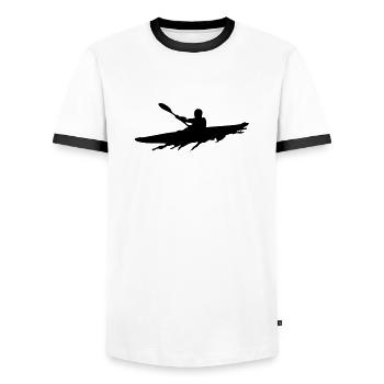 Kayak Dude - T-shirt contrasté Homme - blanc/noir - Devant - AI Model Female 172 light (172cm) & AI Model Male 178 dark (178cm)