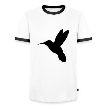 kolibri_bird_r1 - Men's Ringer Shirt - white/black - Front - AI Model Female 172 light (172cm) & AI Model Male 178 dark (178cm)