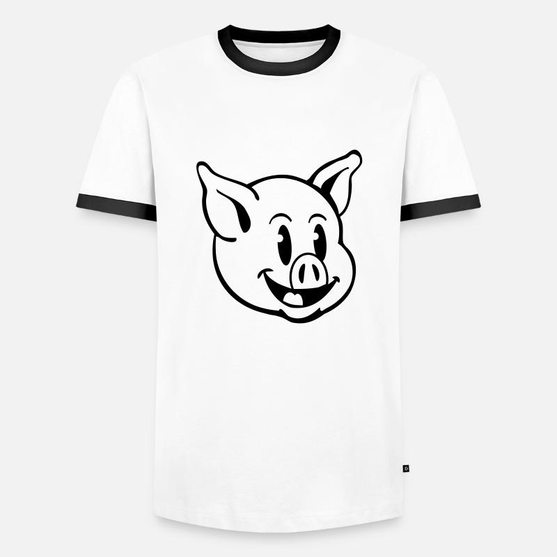 pig_comic_t1 - Männer Kontrast-T-Shirt - Weiß/Schwarz