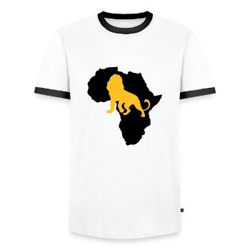 Afrique Lion continent wildnis safari animaux sauvages - T-shirt contrasté Homme - blanc/noir - Devant - AI Model Female 172 light (172cm) & AI Model Male 178 dark (178cm)