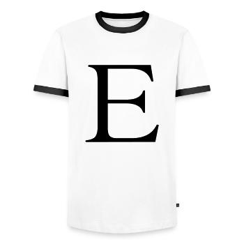 e - Männer Kontrast-T-Shirt - Weiß/Schwarz - Vorne - AI Model Female 172 light (172cm) & AI Model Male 178 dark (178cm)