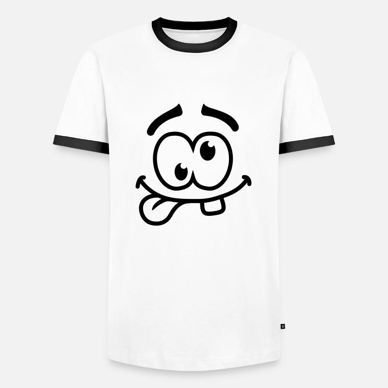 Crazy Smiley Face - Männer Kontrast-T-Shirt - Weiß/Schwarz
