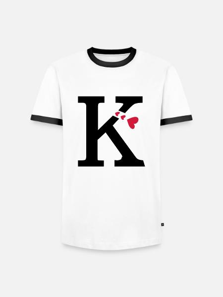 Capital letter K with hearts - Men's Ringer Shirt - white/black
