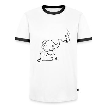 bekiffter elefant kiffen joint stoned weed cannabi - Männer Kontrast-T-Shirt - Weiß/Schwarz - Vorne - AI Model Female 172 light (172cm) & AI Model Male 178 dark (178cm)