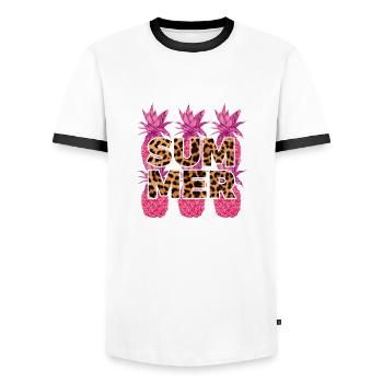 Ananas d'été - T-shirt contrasté Homme - blanc/noir - Devant - AI Model Female 172 light (172cm) & AI Model Male 178 dark (178cm)