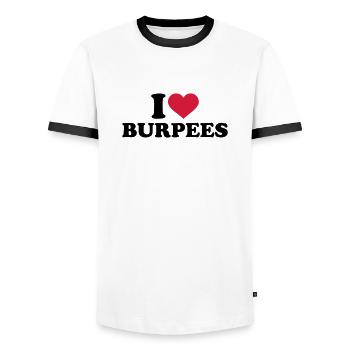 Burpees - Männer Kontrast-T-Shirt - Weiß/Schwarz - Vorne - AI Model Female 172 light (172cm) & AI Model Male 178 dark (178cm)