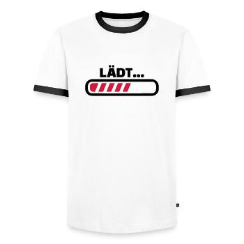 Loading lädt - Männer Kontrast-T-Shirt - Weiß/Schwarz - Vorne - AI Model Female 172 light (172cm) & AI Model Male 178 dark (178cm)