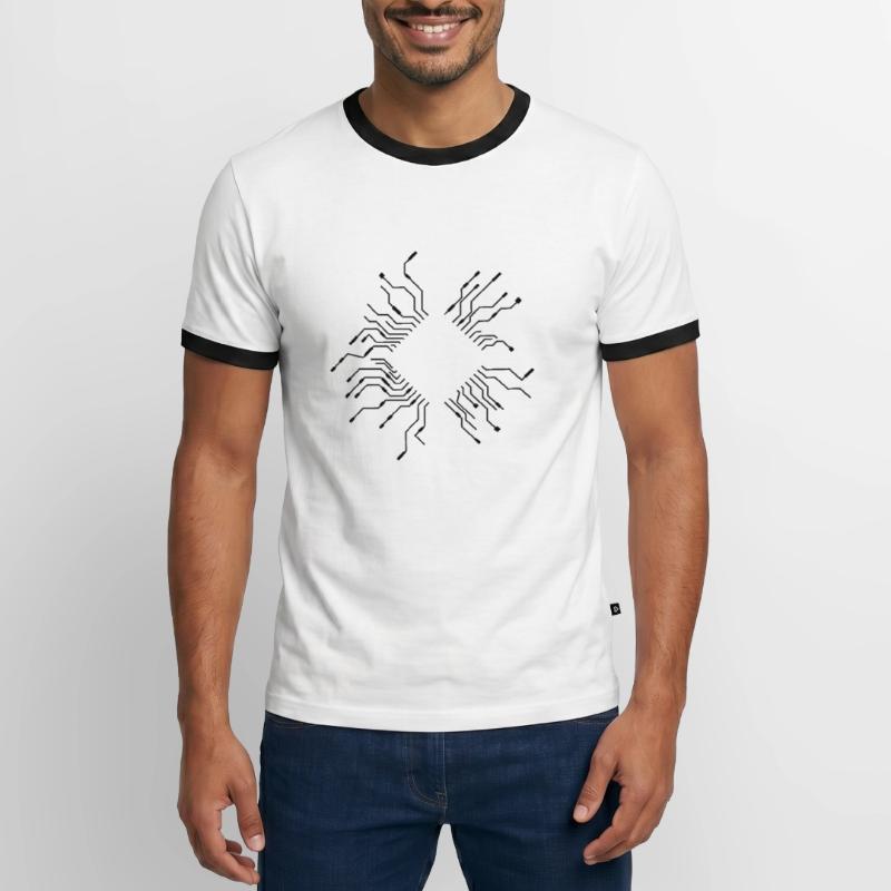 wires processor cpu wire cabling computer Men's Ringer Shirt