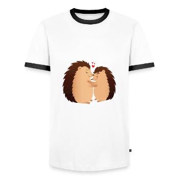Hedgehugs Hedgehog Love Couple Valentine's Day - Men's Ringer Shirt - white/black - Front - AI Model Female 172 light (172cm) & AI Model Male 178 dark (178cm)