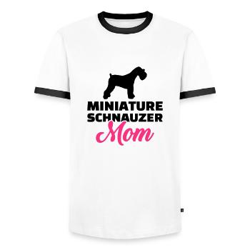 Zwergschnauzer - Männer Kontrast-T-Shirt - Weiß/Schwarz - Vorne - AI Model Female 172 light (172cm) & AI Model Male 178 dark (178cm)