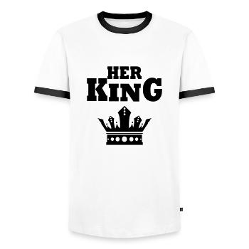 HER KING Valentinstag - Männer Kontrast-T-Shirt - Weiß/Schwarz - Vorne - AI Model Female 172 light (172cm) & AI Model Male 178 dark (178cm)