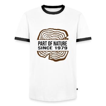 1979 anniversaire 43 ans anniversaire partie de la nature - T-shirt contrasté Homme - blanc/noir - Devant - AI Model Female 172 light (172cm) & AI Model Male 178 dark (178cm)