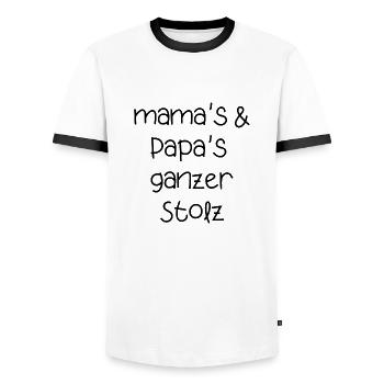mama papa Eltern stolz Kinder babys Schrift - Männer Kontrast-T-Shirt - Weiß/Schwarz - Vorne - AI Model Female 172 light (172cm) & AI Model Male 178 dark (178cm)