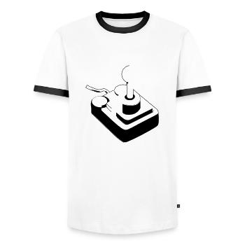 Joystick Spieler Spiel Controller Konsole Gaming - Männer Kontrast-T-Shirt - Weiß/Schwarz - Vorne - AI Model Female 172 light (172cm) & AI Model Male 178 dark (178cm)