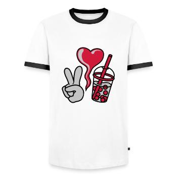 Peace Love Bubble Tea - Männer Kontrast-T-Shirt - Weiß/Schwarz - Vorne - AI Model Female 172 light (172cm) & AI Model Male 178 dark (178cm)