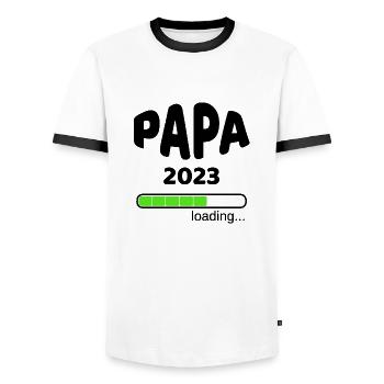 Papa 2023 Geburt Schwangerschaft Babypinkeln Idee - Männer Kontrast-T-Shirt - Weiß/Schwarz - Vorne - AI Model Female 172 light (172cm) & AI Model Male 178 dark (178cm)