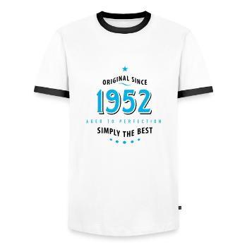 Original depuis 1952 anniversaire tout simplement la meilleure star - T-shirt contrasté Homme - blanc/noir - Devant - AI Model Female 172 light (172cm) & AI Model Male 178 dark (178cm)