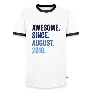 Awesome Since August 2018 4. Geburtstag - Männer Kontrast-T-Shirt - Weiß/Schwarz - Vorne - AI Model Female 172 light (172cm) & AI Model Male 178 dark (178cm)