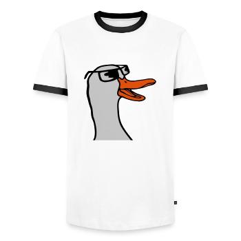 Gesicht Sonnenbrille Gans Comic - Männer Kontrast-T-Shirt - Weiß/Schwarz - Vorne - AI Model Female 172 light (172cm) & AI Model Male 178 dark (178cm)