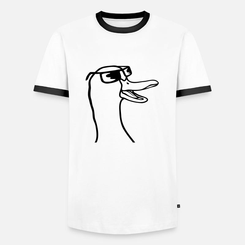 Cute Sunglasses Goose Comic - Men's Ringer Shirt - white/black
