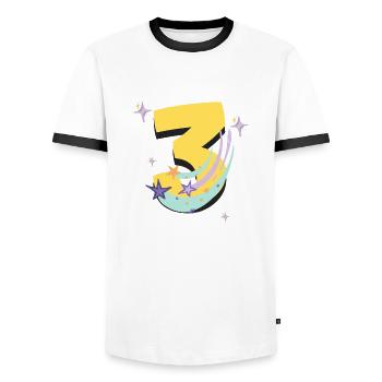3rd birthday (3 year gift) - Men's Ringer Shirt - white/black - Front - AI Model Female 172 light (172cm) & AI Model Male 178 dark (178cm)