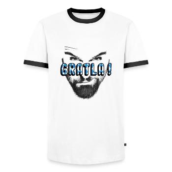 Gratla bayrisch dialekt - Männer Kontrast-T-Shirt - Weiß/Schwarz - Vorne - AI Model Female 172 light (172cm) & AI Model Male 178 dark (178cm)