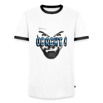 obacht bayrisch dialekt - Männer Kontrast-T-Shirt - Weiß/Schwarz - Vorne - AI Model Female 172 light (172cm) & AI Model Male 178 dark (178cm)