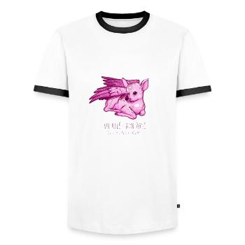 Ailé faon rose - T-shirt contrasté Homme - blanc/noir - Devant - AI Model Female 172 light (172cm) & AI Model Male 178 dark (178cm)