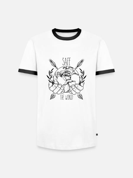 Safe the world - Männer Kontrast-T-Shirt - Weiß/Schwarz