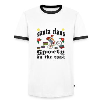 Père Noël avec des sous-vêtements sportifs en VTT - T-shirt contrasté Homme - blanc/noir - Devant - AI Model Female 172 light (172cm) & AI Model Male 178 dark (178cm)