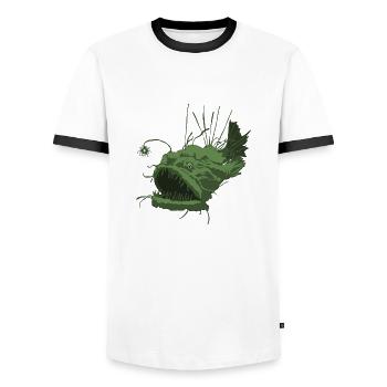 Anglerfisch - Männer Kontrast-T-Shirt - Weiß/Schwarz - Vorne - AI Model Female 172 light (172cm) & AI Model Male 178 dark (178cm)