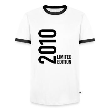 2010 Limited Edition - Männer Kontrast-T-Shirt - Weiß/Schwarz - Vorne - AI Model Female 172 light (172cm) & AI Model Male 178 dark (178cm)