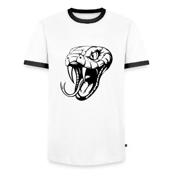 Snake - Men's Ringer Shirt - white/black - Front - AI Model Female 172 light (172cm) & AI Model Male 178 dark (178cm)