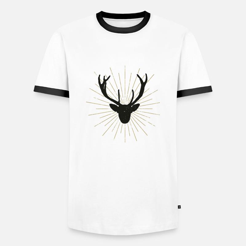 Nice illuminated deer head - Men's Ringer Shirt - white/black
